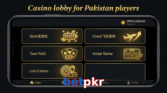 Lobby view of Betpkr for Pakistan users